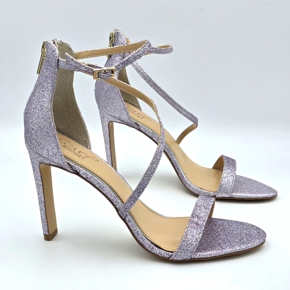 Jewel Badgley Mischka Shoes - NWOT Jewel Badgley Mischka Diana Heeled Strappy Sandals, Lilac (Purple) Glitter